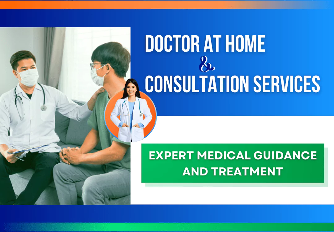 A doctor consulting with a patient on a couch during a home visit in Ranchi. doctor at home in ranchi, doctor consultation services